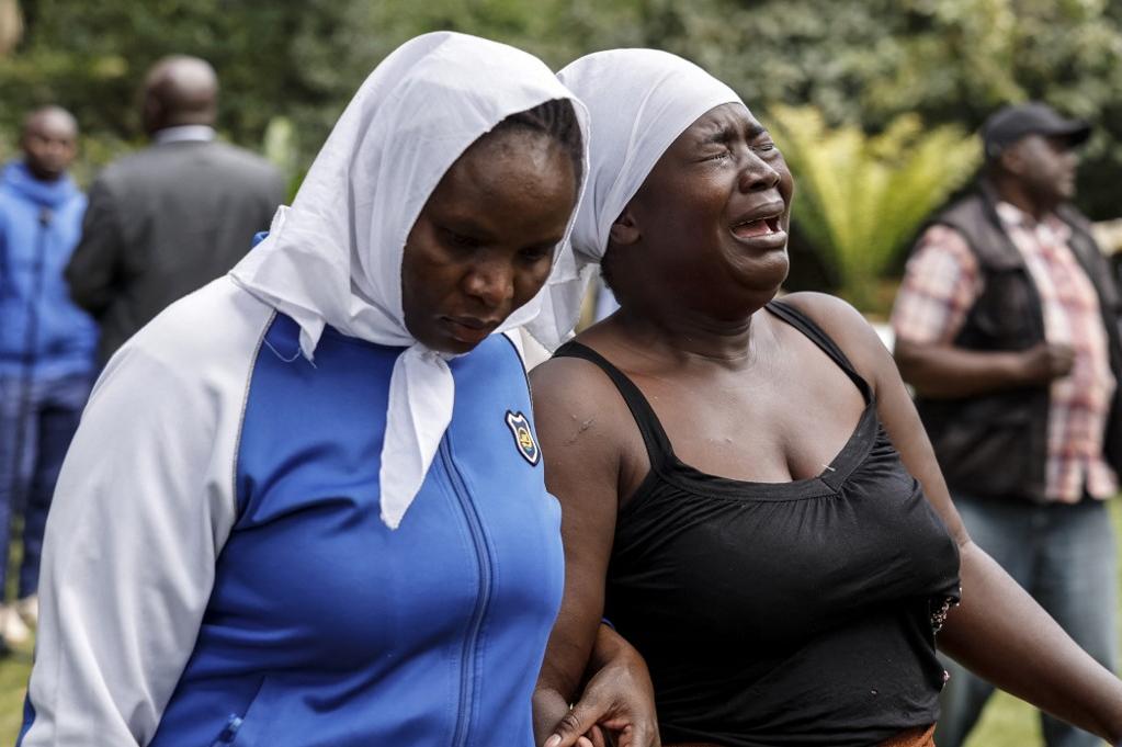 Mourners in Nairobi react to the death of Raila Odinga. Photo: AFP