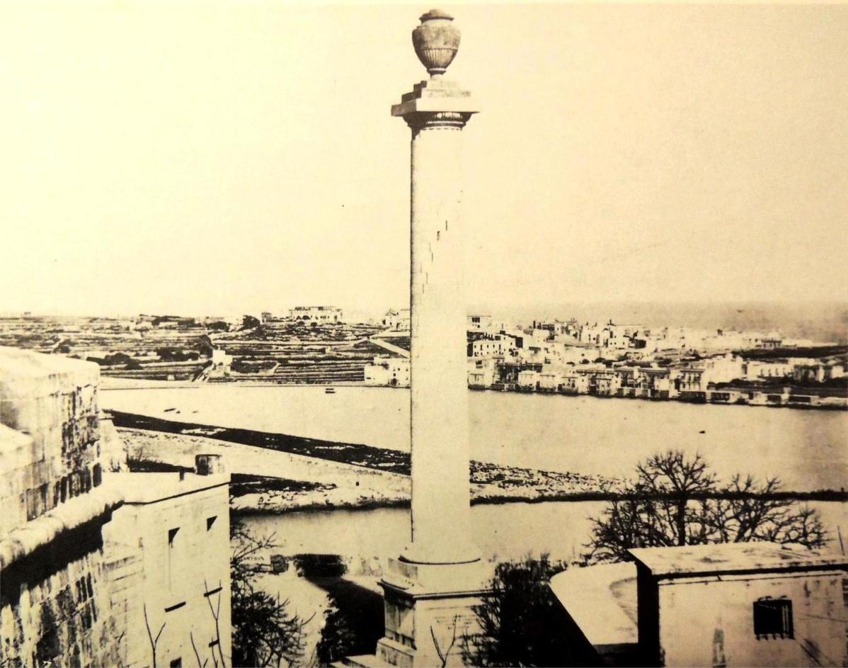 The memorial column erected on St Andrew&rsquo;s Bastion, Valletta, in honour of Lieutenant Governor Ponsonby following his death.