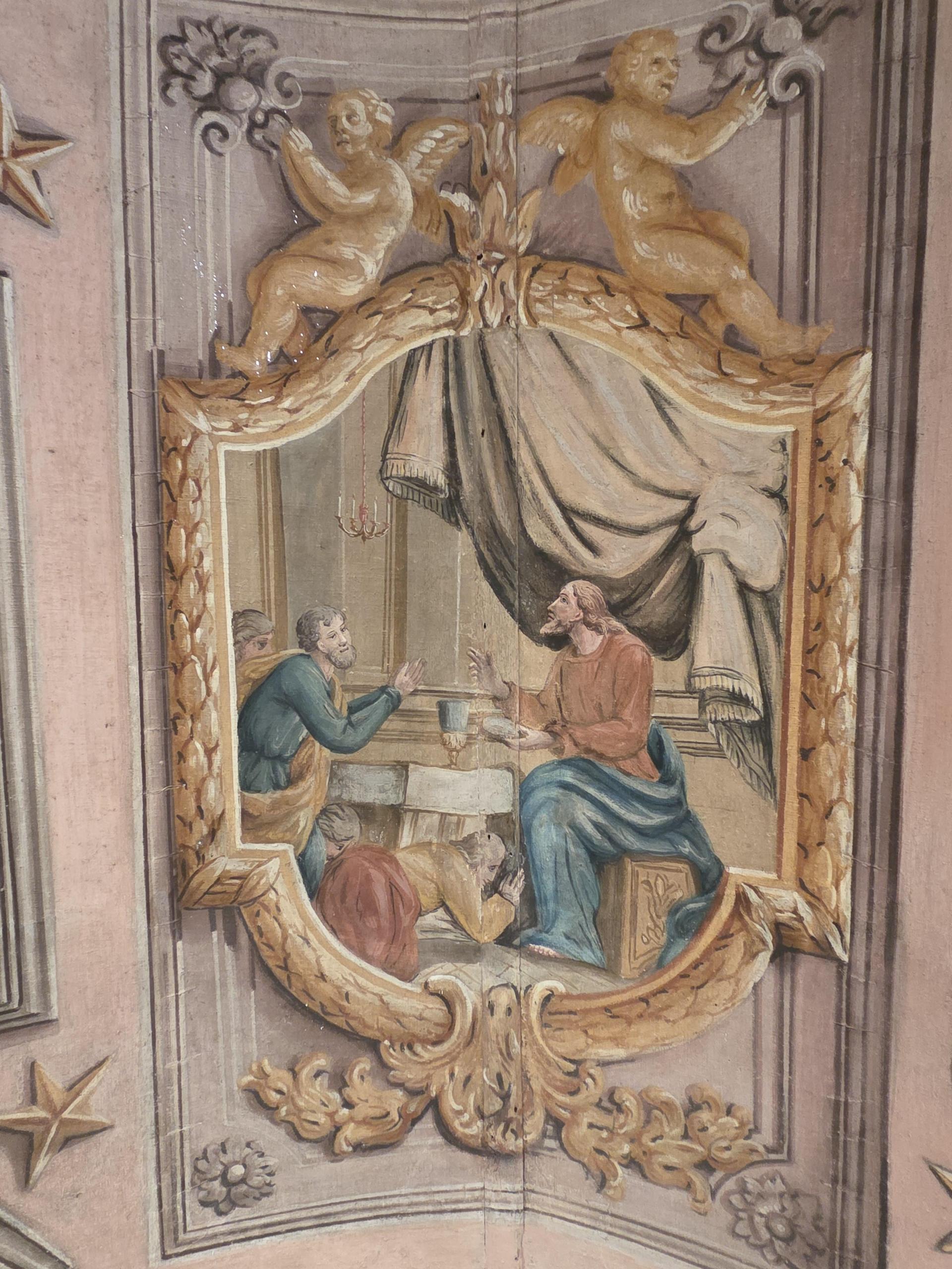 The Anointing of Jesus's Feet, Detail, 18th century ceiling. Photo: Curatorial Studio