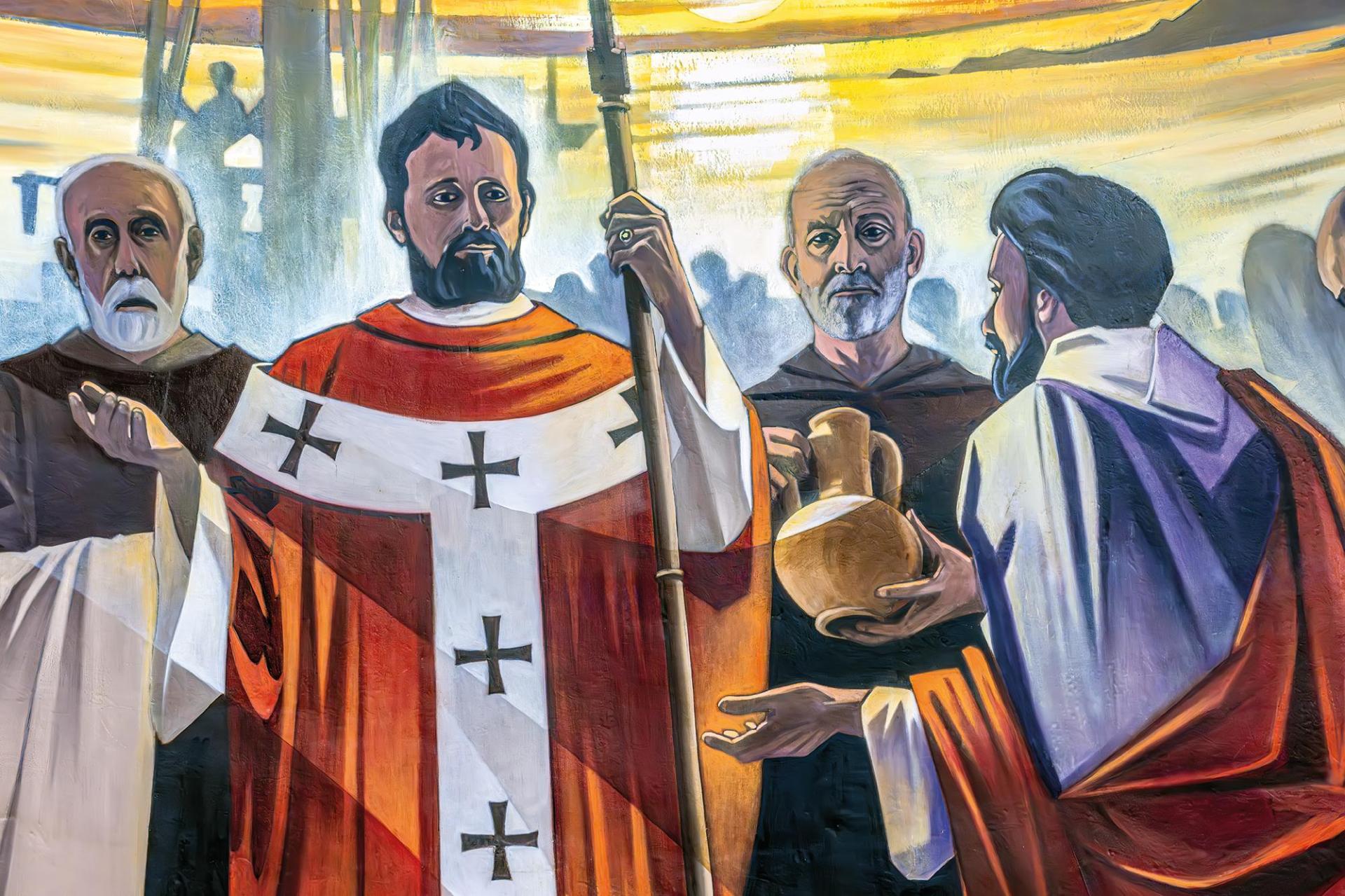 Detail of figures in the painting. Photo: Daniel Cilia