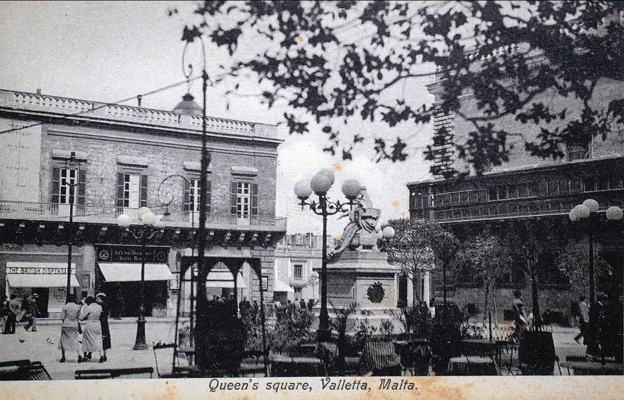 Real photo postcard of Queen Square, Valletta