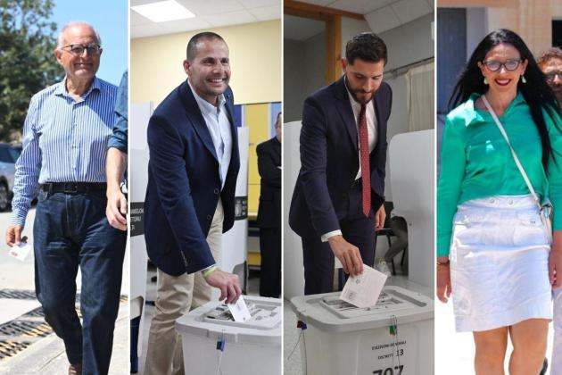 Party leaders cast their votes