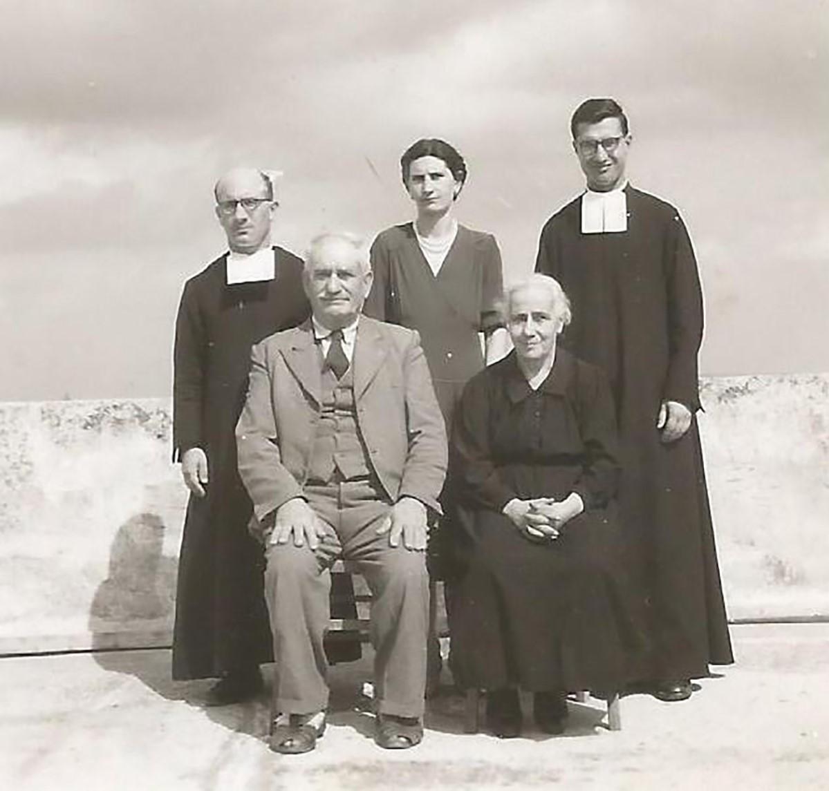 Bro. Vincent (standing, right) with his father Carmel and mother Maria, and siblings Bro. Norbert (left) and Catherine.