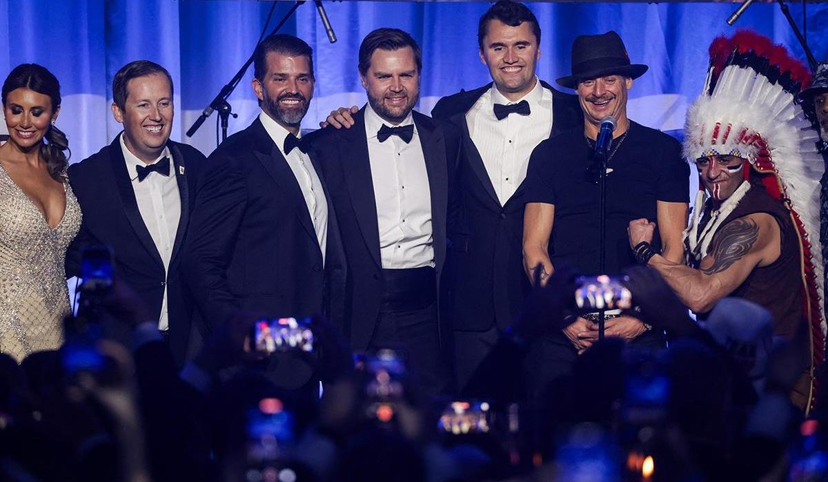 Sergio Gor (second from left) alongside other prominent members of Trump&rsquo;s inner circle, including Donald Trump Jr (third from left) and Vice-President JD Vance (centre). Photo: Samuel Corum/Getty Images/AFP