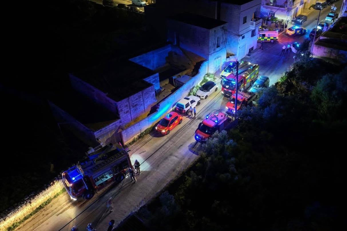 The scene of the fire in Dingli.