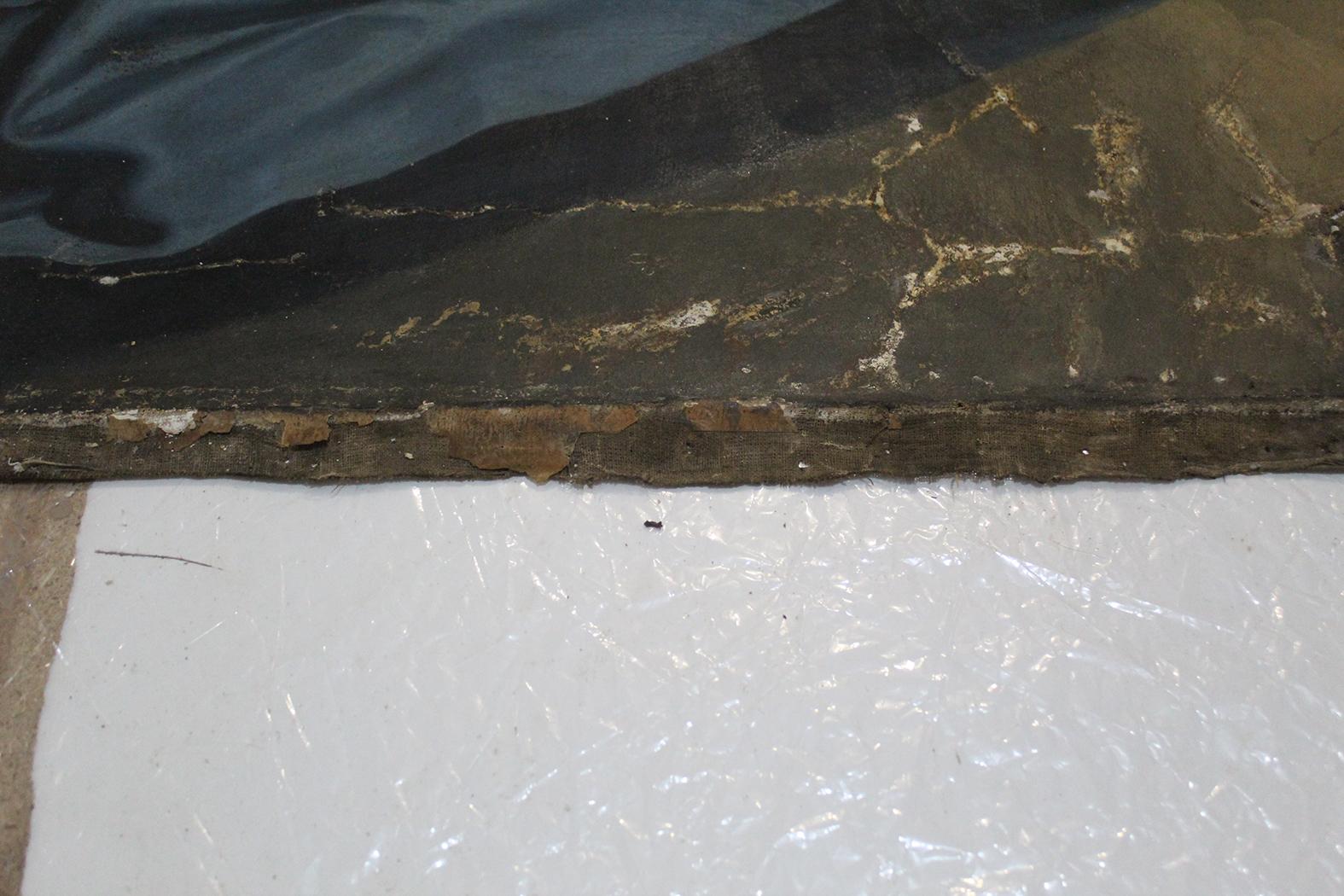 Various details showing the extensive damage and tears which the original canvas exhibited. Photo credit: ASC Conservation Centre Ltd.