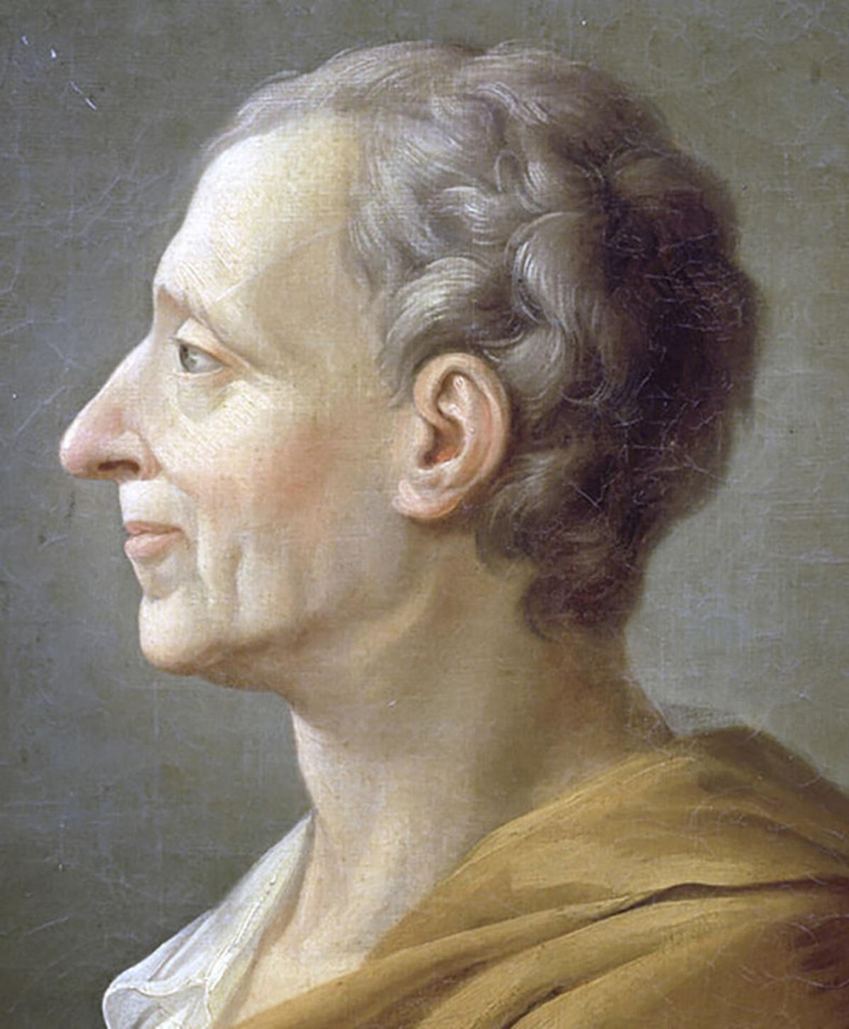 Portrait of philosopher Montesquieu (1689-1755), by Jacques-Antoine Dassier (1715-59).
