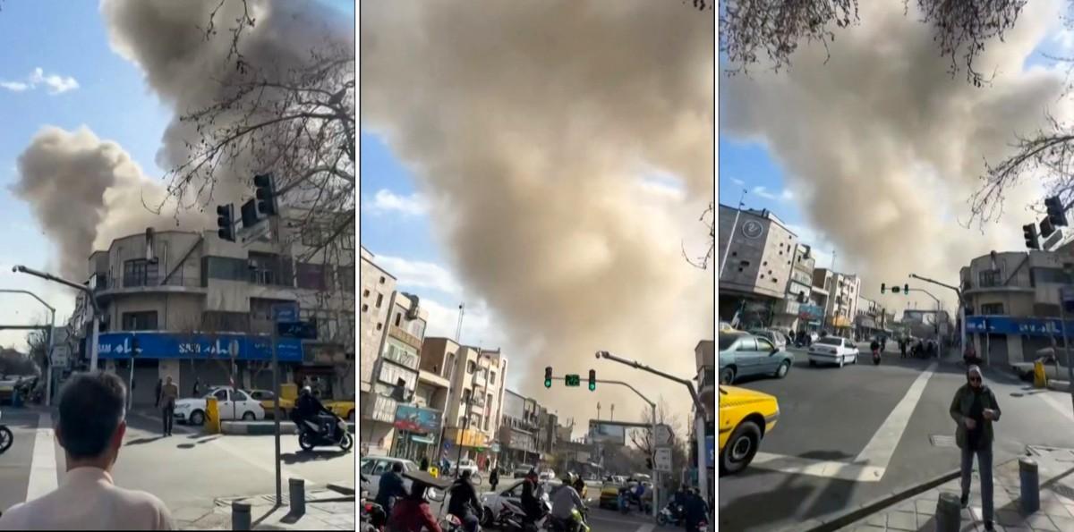 A combination of video grabs show a reported explosion in Tehran. Photos: AFP