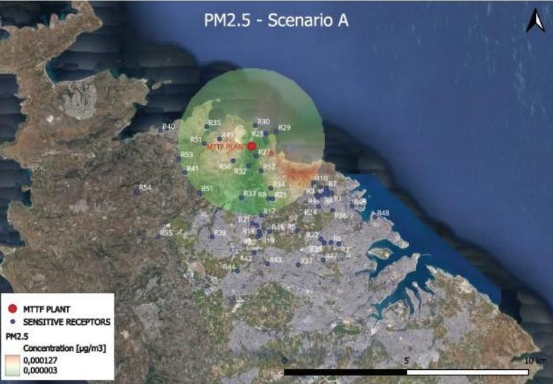 PM2.5 emissions across the area of influence under typical operating conditions. Image: AIS Environment