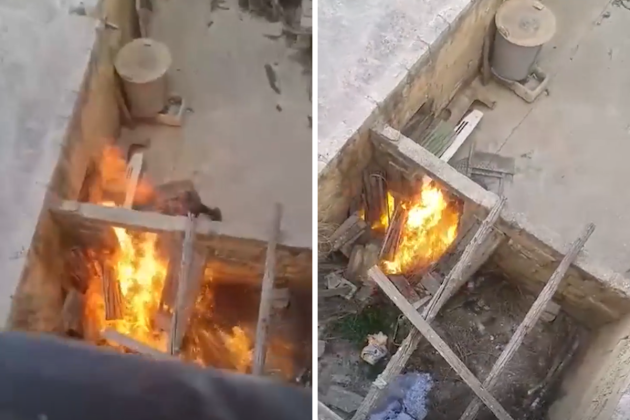 The moment man sets fire beneath workers in Ta' Giorni, before police shooting