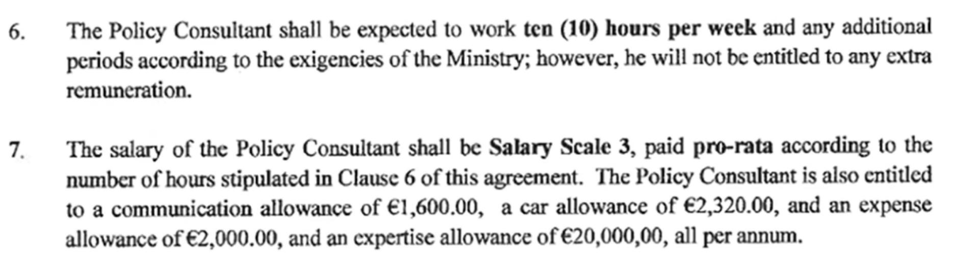Besides a pro-rata salary worth around &euro;11,000 annually, Cardona&rsquo;s financial perks include a &euro;20,000 'expertise allowance', &euro;4,320 in car and expense allowances and a further &euro;1,600 'communication allowance'.