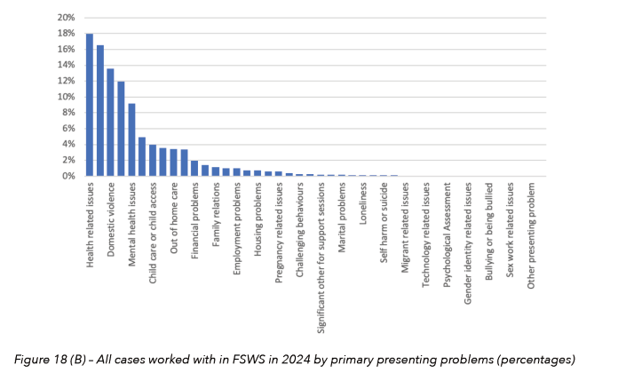 The main reasons why people sought help. Image: FSWS annual report