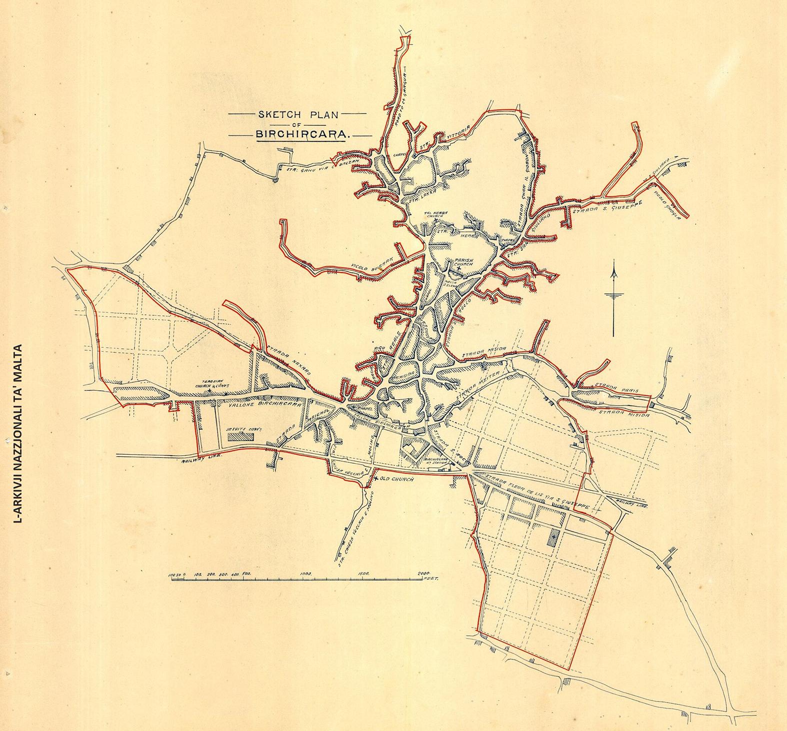 A 1908 survey map of Birkirkara. Photo: The National Archives