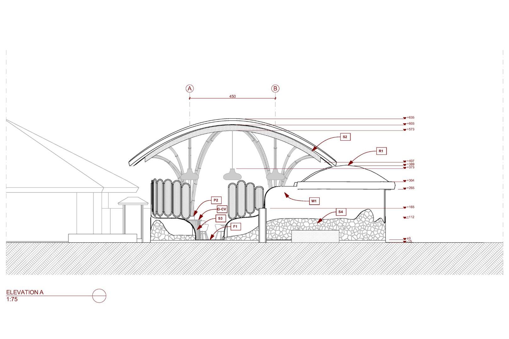 The Living Bridge elevation technical drawing. Credit: BambooPure