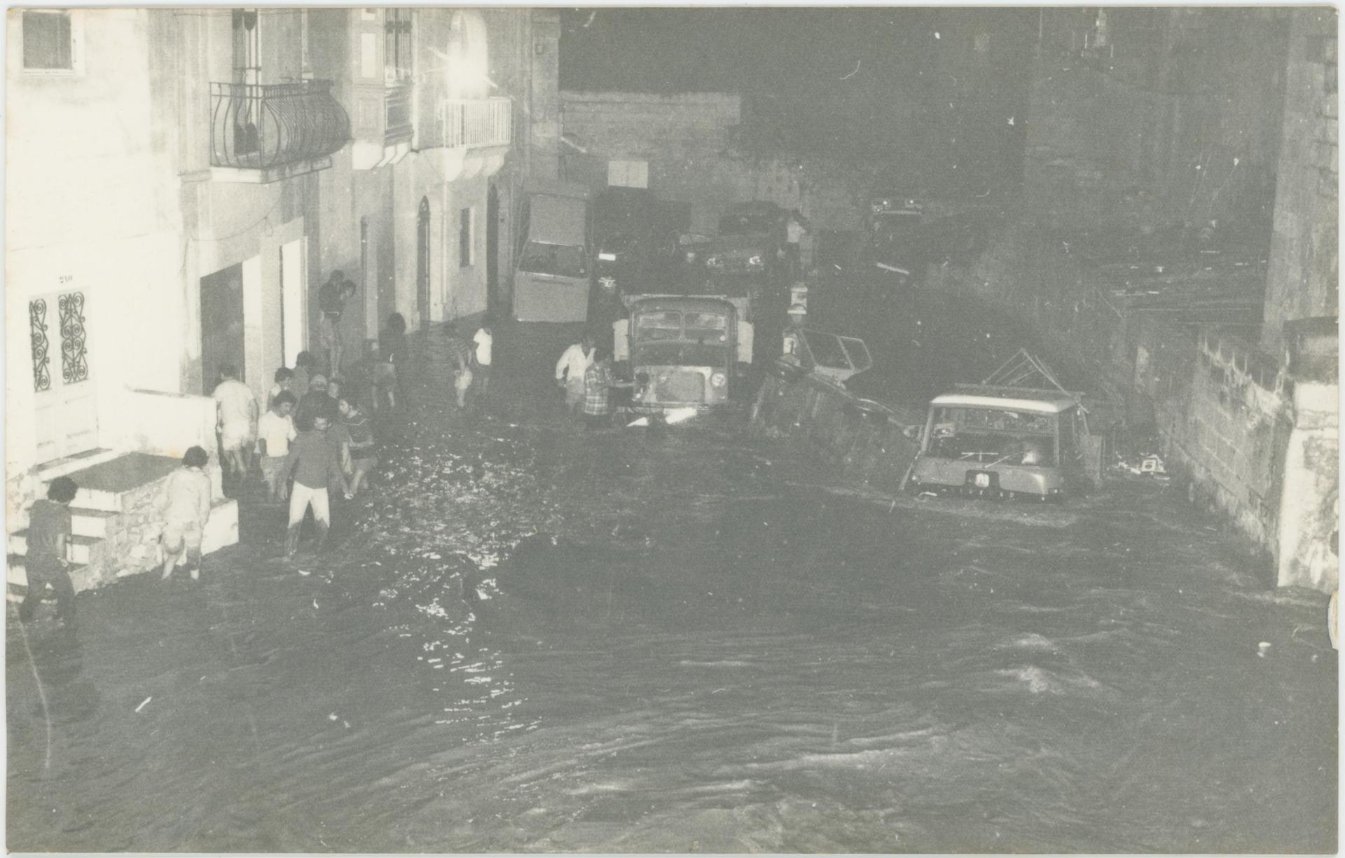 October 25, 1979: Birkirkara scene of cars and trucks in the flood. Photo: The National Archives of Malta