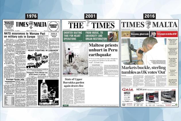 June 25: The front page of Times of Malta 10, 25 and 50 years ago