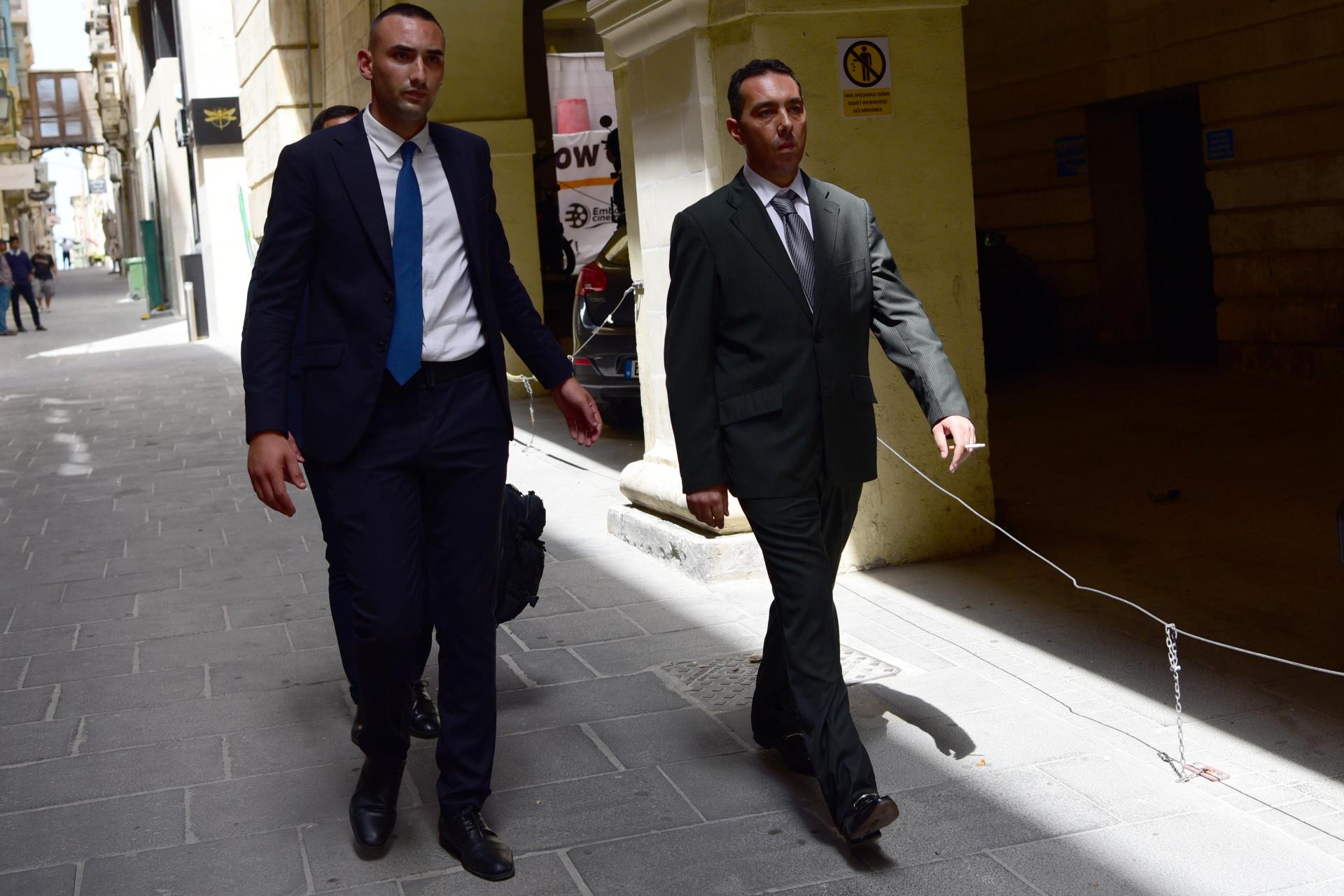 Melvin Theuma (right) was found in a pool of blood in his Swieqi home on July 21. Photo: Mark Zammit Cordina