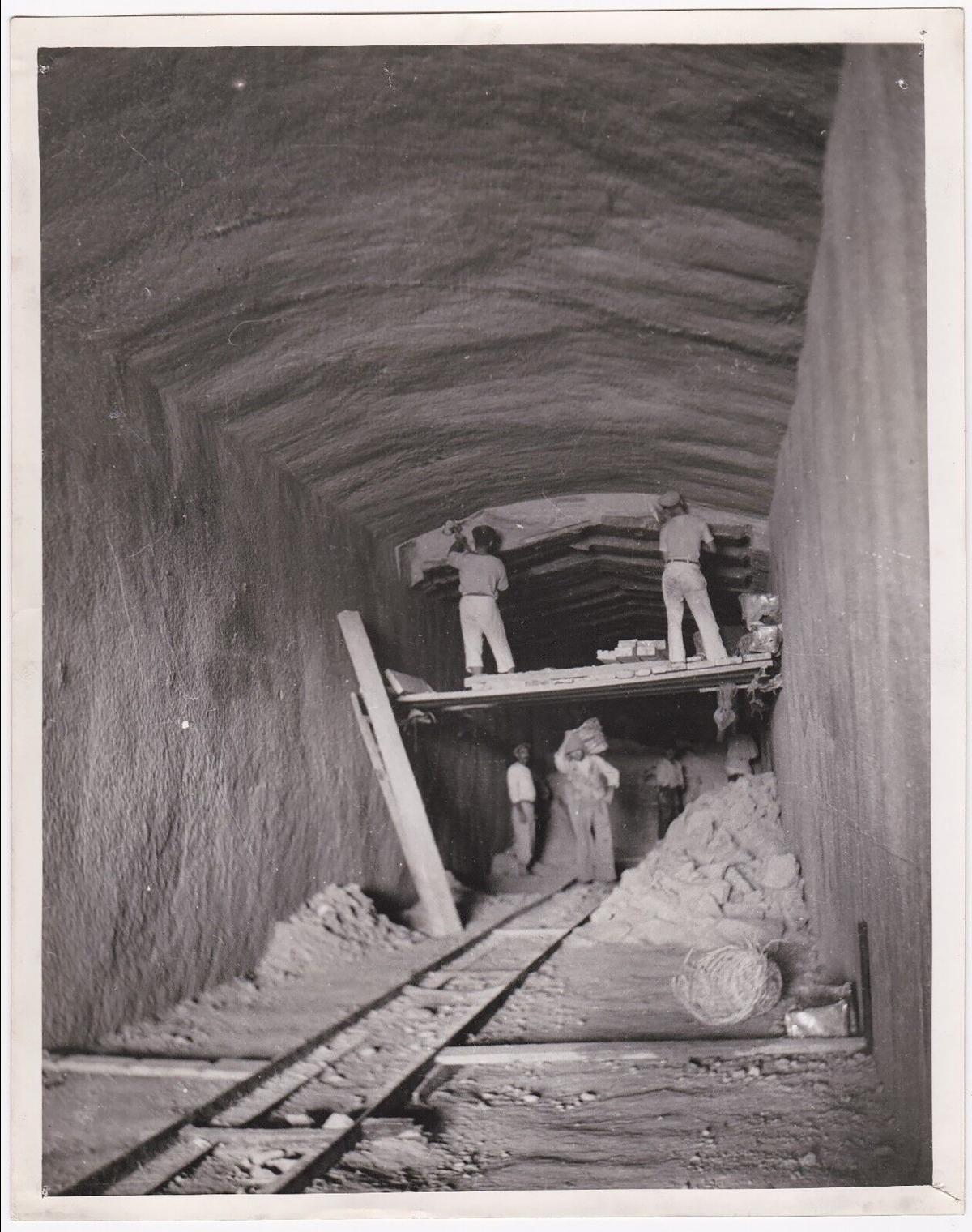 Maltese labourers working on a deep shelter used to protect supplies brought in by convoys in 1942.