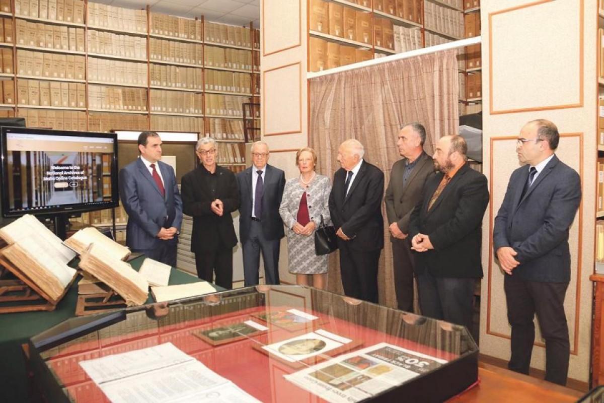 The inauguration online of the Ġuljana Masini. The donors, Franco and his (now late) wife Manola are third and fourth on the left. Photo: National Archives Gozo Section