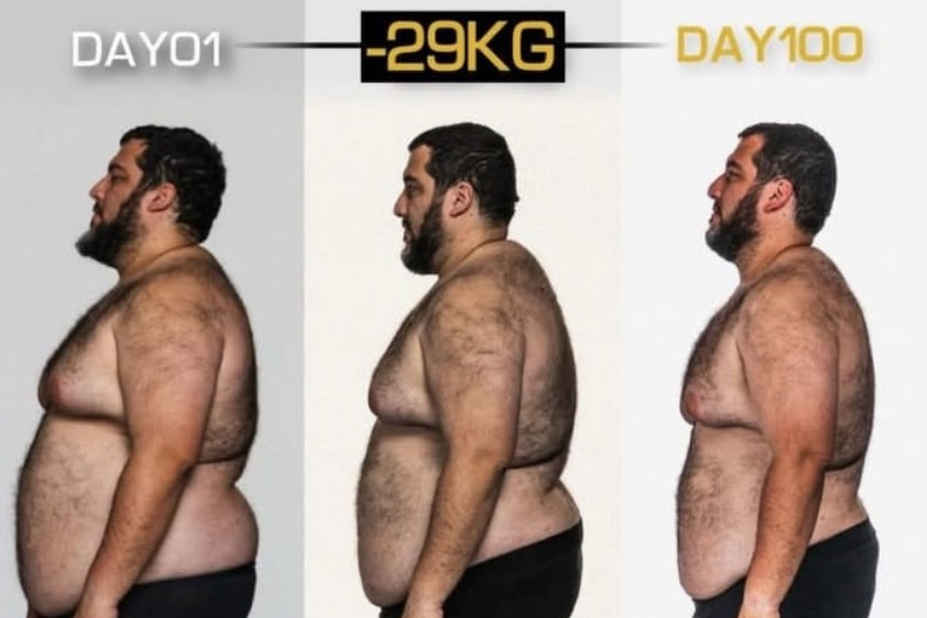 The father of two lost 29kg in 100 days.