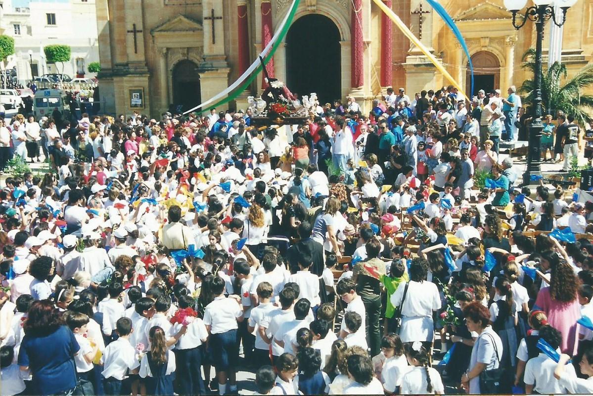 Part of the manifestation for primary schoolchildren where the jubilee colours stood out.