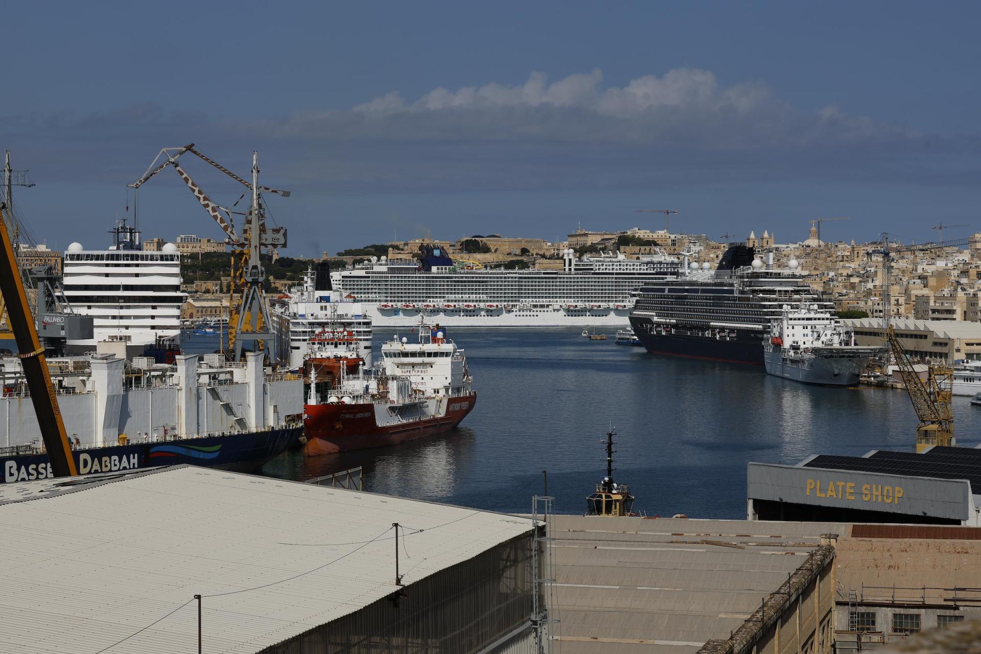 Ships and cruise liners docked inside the Grand Harbour. Photo: Darrin Zammit Lupi