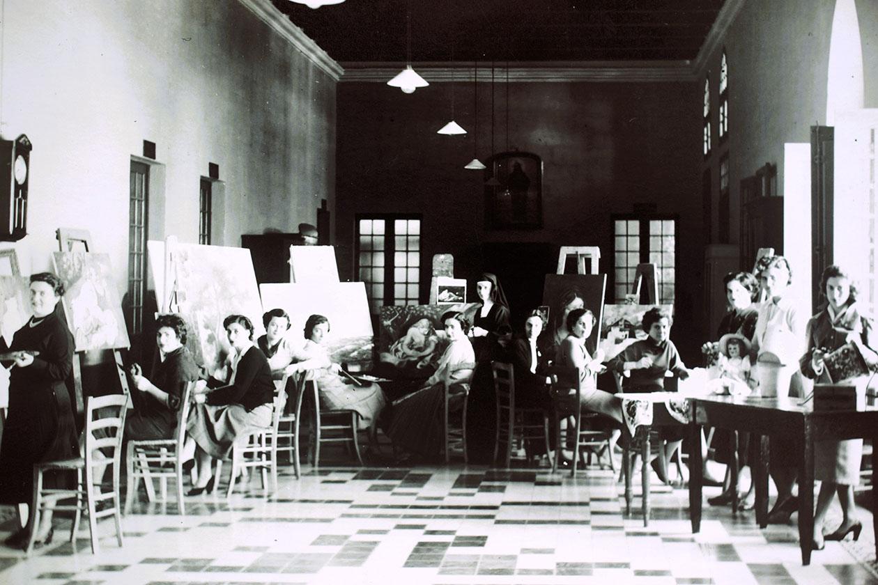 A painting class in Malta exclusively for women students.