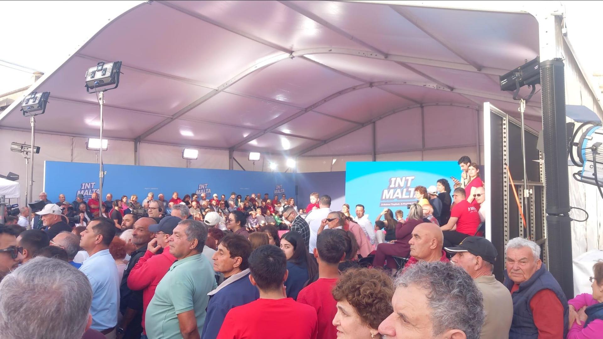 People gathered in Sannat. Photo: Daniel Ellul