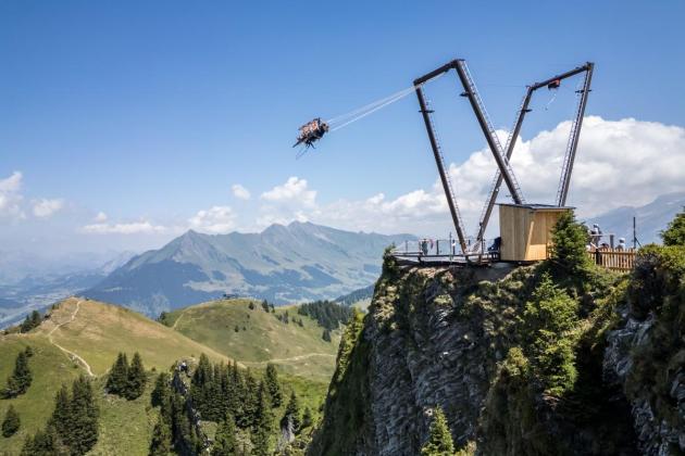 Giant swing on Swiss peak aims to boost summer tourism