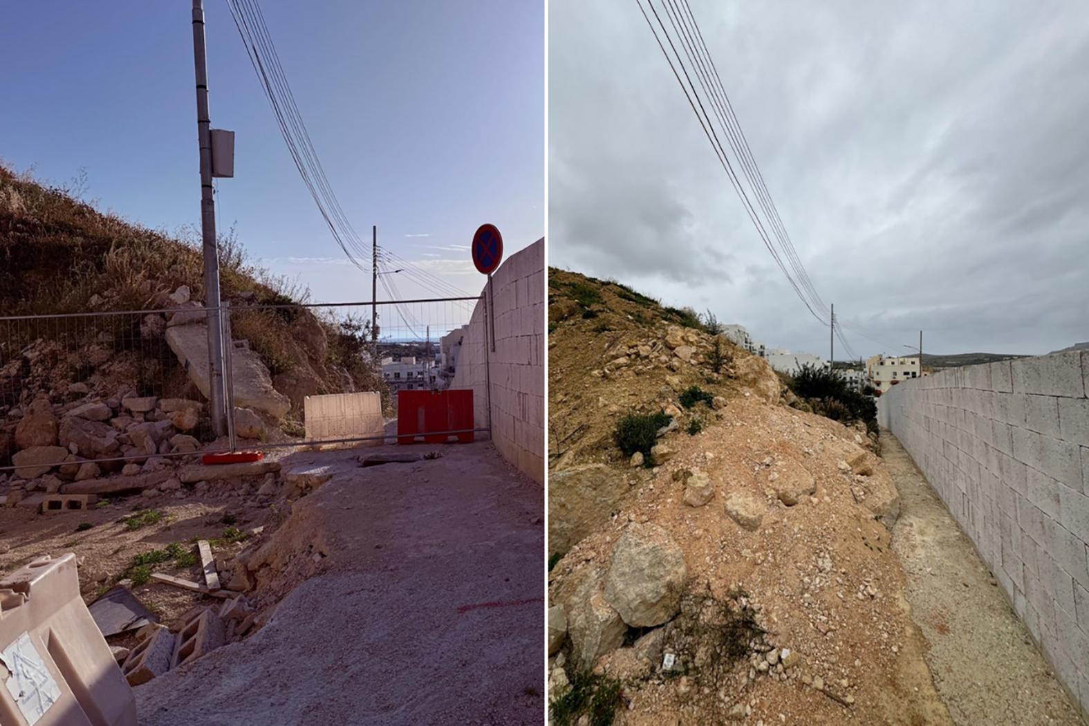 &ldquo;Illegal&rdquo; construction waste blocks the only other access for residents.