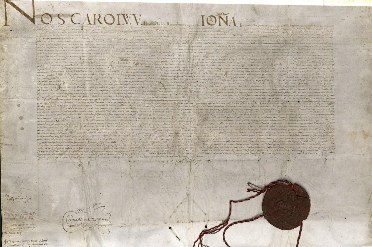 Charles V’s deed of donation of Malta, Gozo and Tripoli to the Knights Hospitallers.