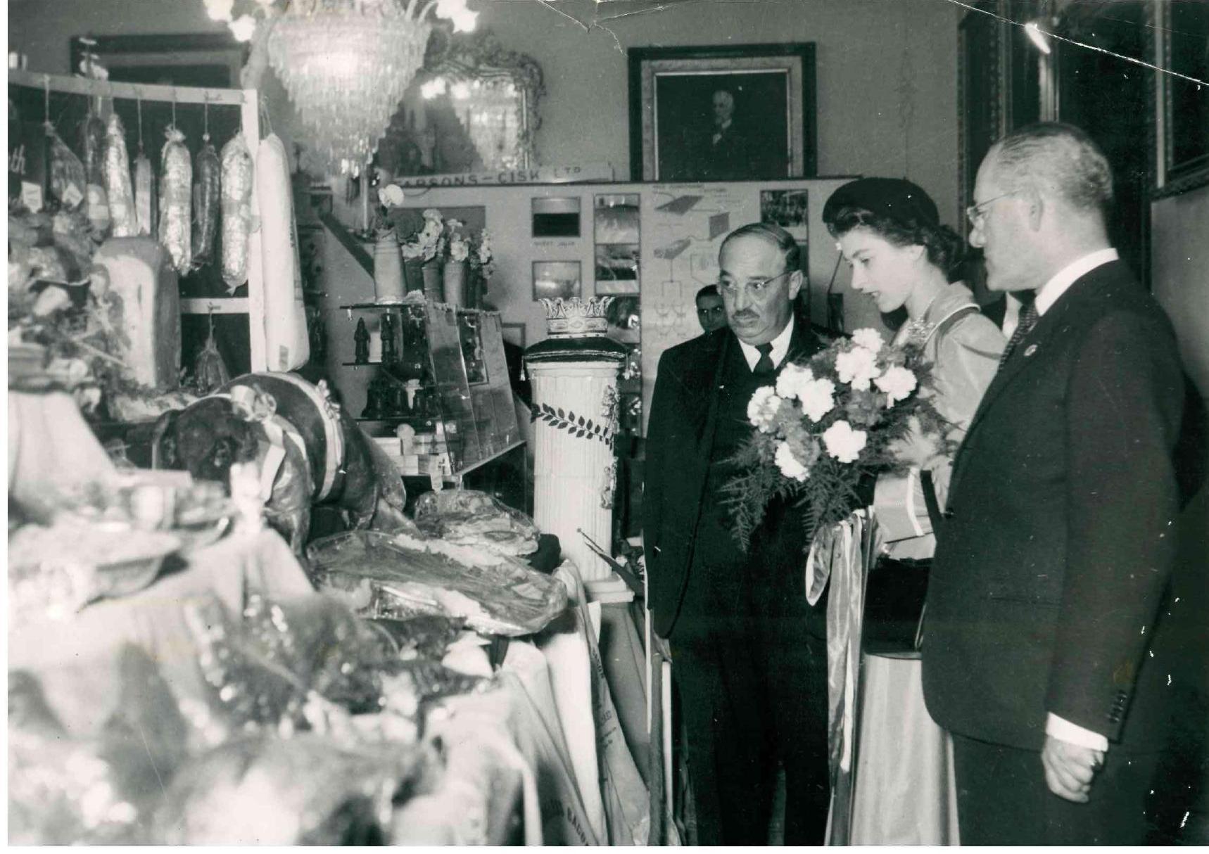 Wembley founder Emmanuel Gauci with then Princess Elizabeth and president of the Chamber of Commerce Lewis Farrugia in 1949.