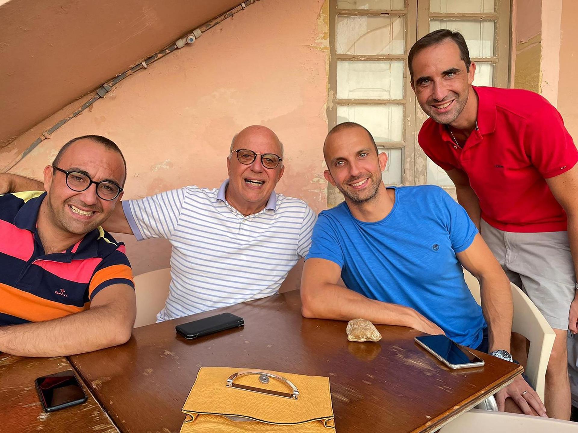 Brothers Karl, Nicky and Simon with their father Francis. Family photo