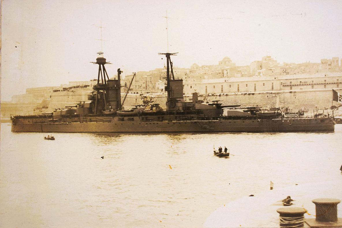 The battleship Giulio Cesare in Malta in April 1926.