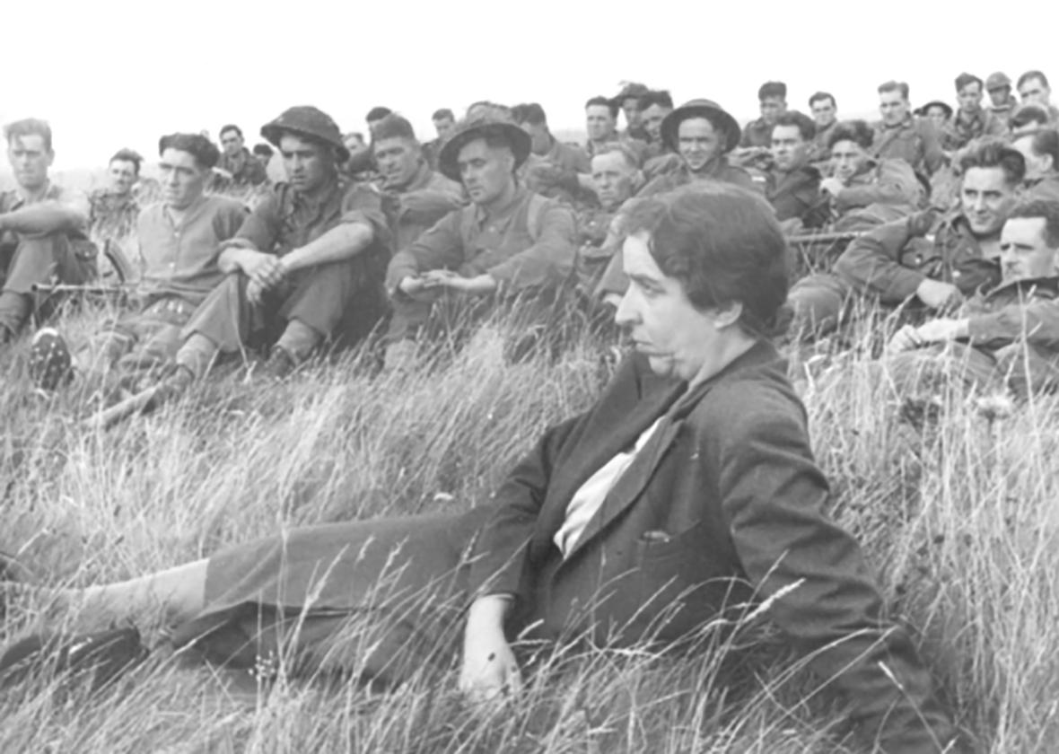 Mabel Strickland at an army briefing. She was the registered editor but the hands-on editor was Joseph Olivieri Munroe.
