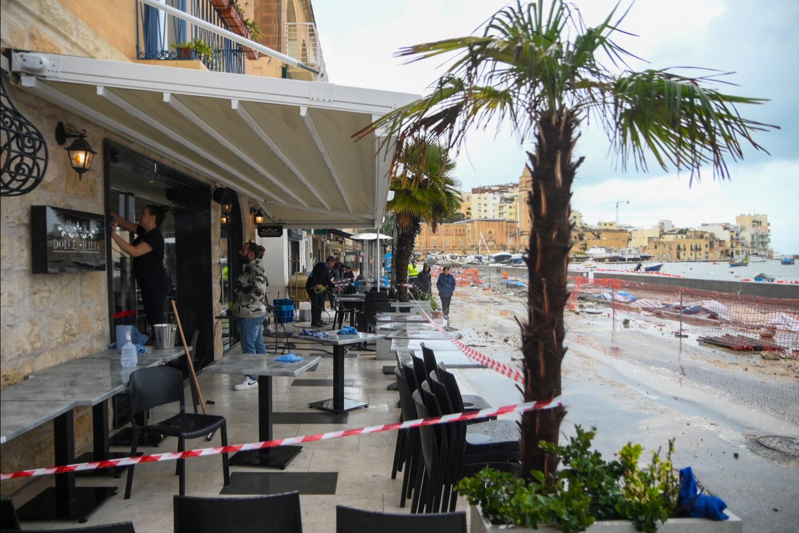 Staff had a busy morning cleaning up after the storm, (Jonathan Borg)
