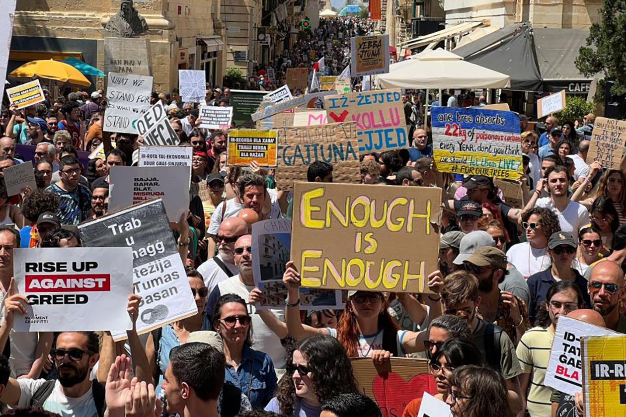 Crowds gathered in Valletta to protest rampant over-development. File photo: Chris Sant Fournier