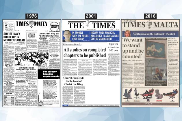 June 5: The front page of Times of Malta 10, 25 and 50 years ago