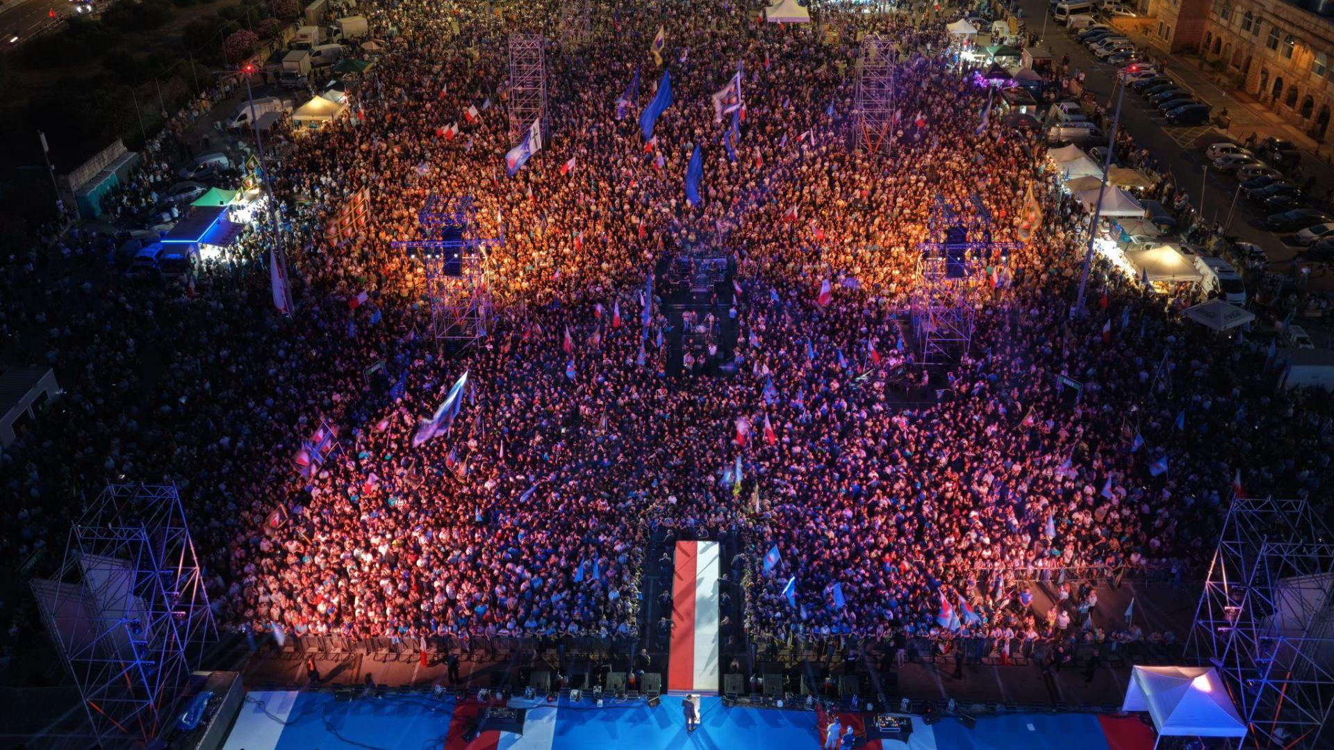 The crowd of PN supporters at the Luxol ground. Photo: PN