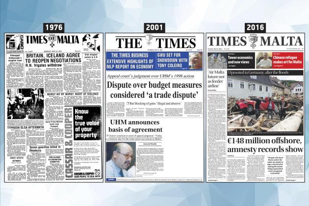 May 31: The front page of Times of Malta 10, 25 and 50 years ago