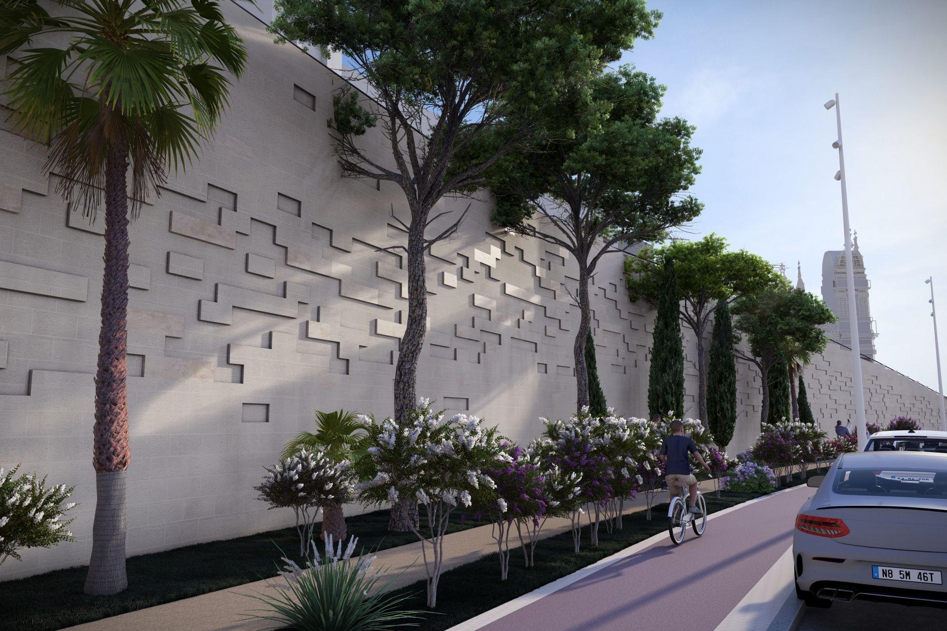 A digital render of what the wall that runs along Triq is-Salib tal-Marsa will look like. Photo: Grand Harbour Regeneration Corporation