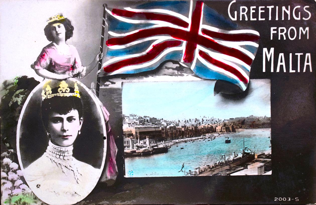 Malta postcard of Queen Mary in World War I