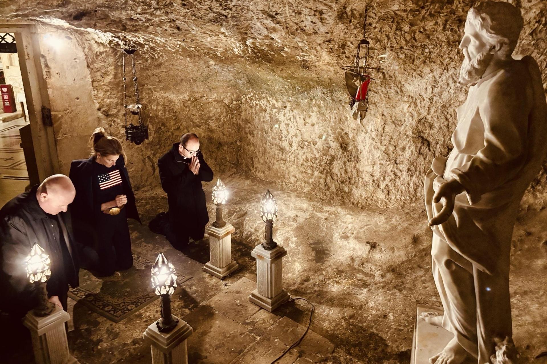 Fakars also visited St Paul's Grotto in Rabat beneath the basilica. Photo: US Embassy