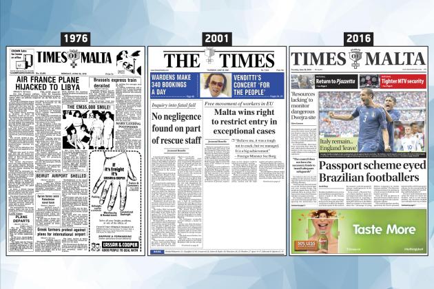 June 28: The front page of Times of Malta 10, 25 and 50 years ago