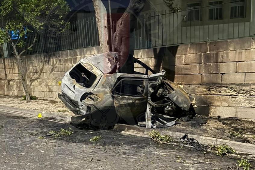 The charred remains of the car. Malta Police.