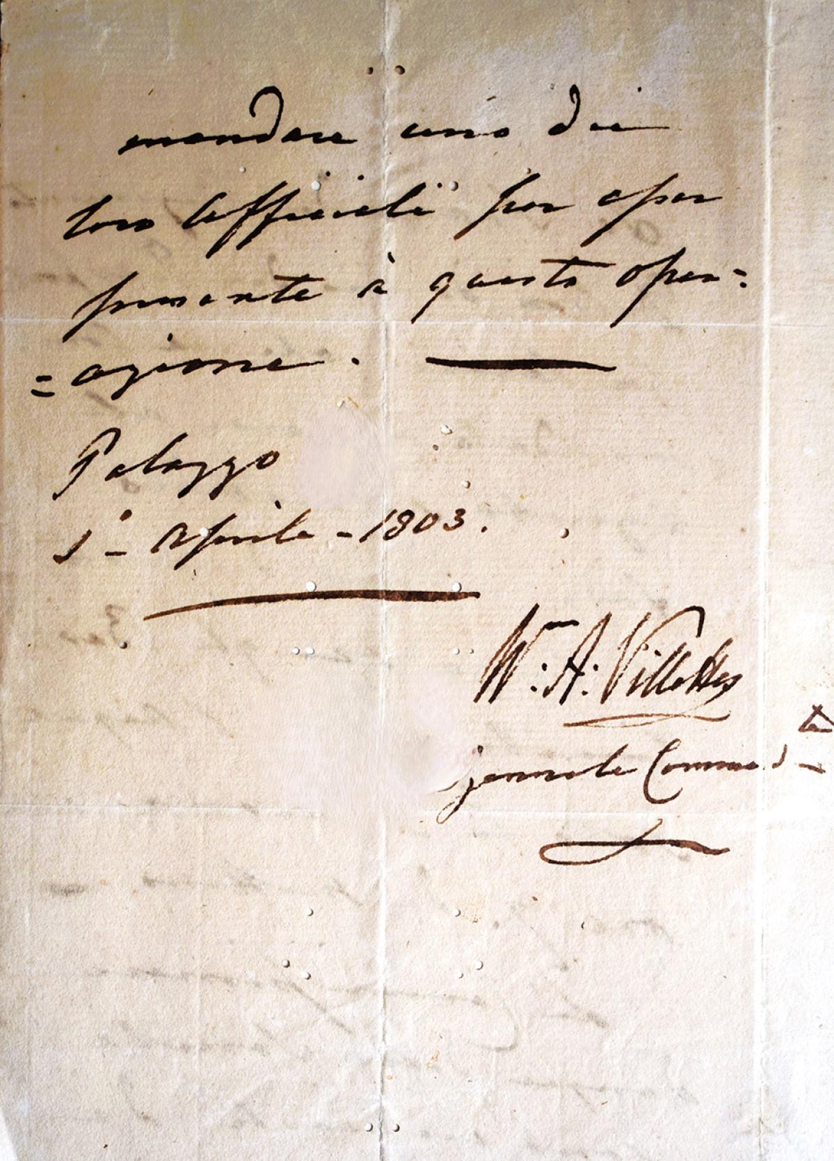 Autograph letter by General William A. Villettes, later commander-in-chief of the Royal Malta Regiment. Author&rsquo;s collection