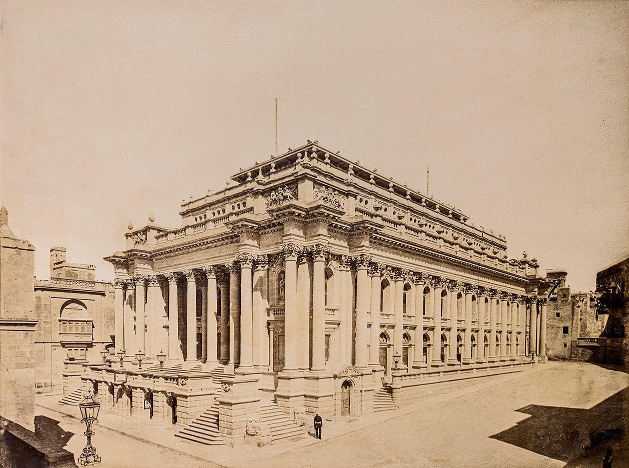 Albumen print of the Royal Opera House, Valletta.