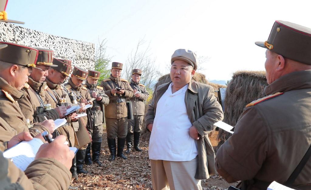 Kim Jong Un inspects a military drill in this undated photo. Photo: AFP