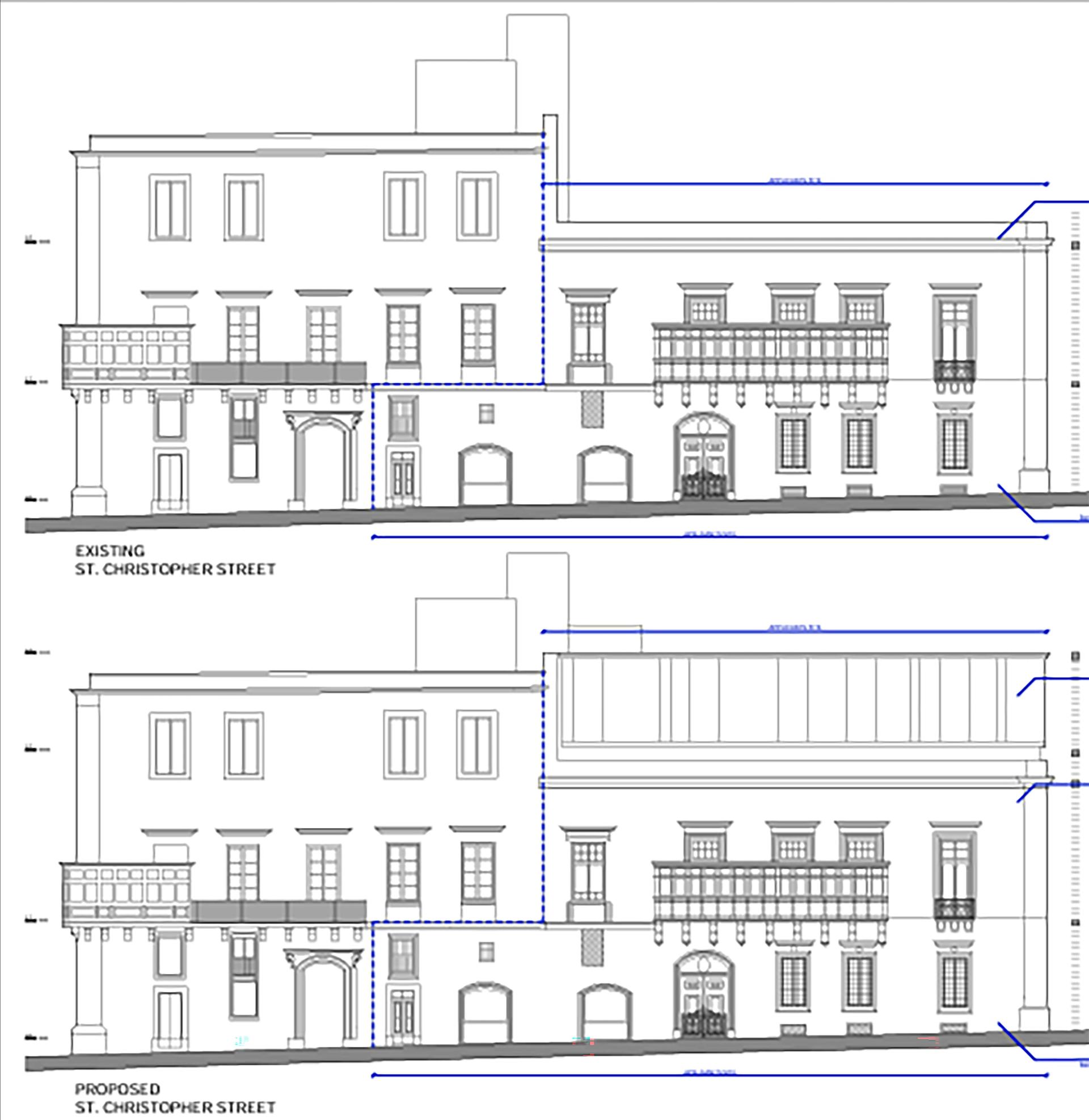 Drawings of the current building and proposed plans. Photo: Planning Authority
