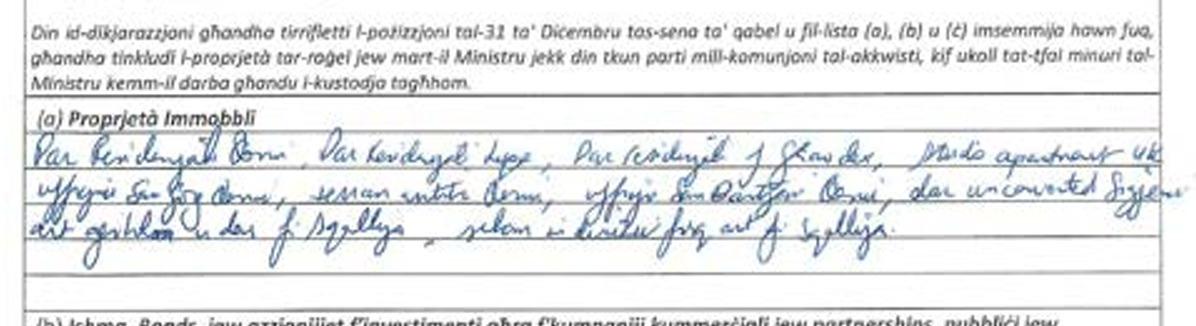 How Galdes listed his properties in his asset declaration form.